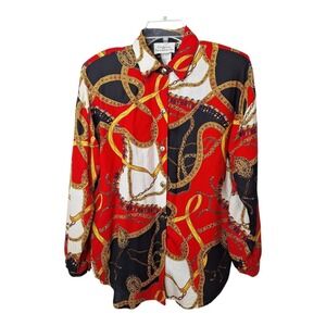 California Connection Inc Womens Size M 12/14 Button Front Blouse‎ Old Money Vtg